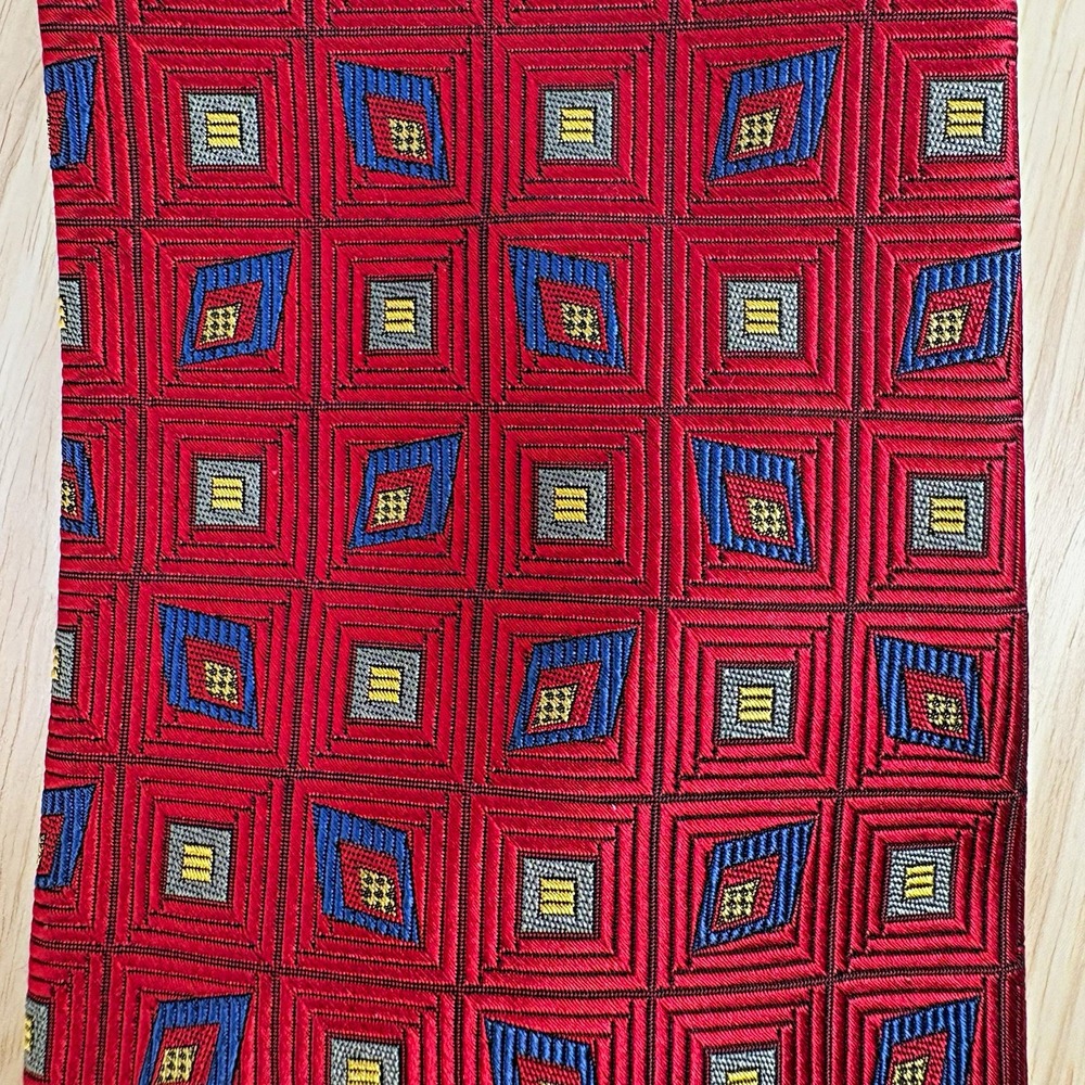 Robert Talbott Men's Red Geometric Woven Silk Designer Neck Tie One Size